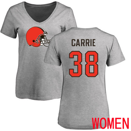 Cleveland Browns T J Carrie Women Ash Jersey #38 NFL Football Name and Number Logo T Shirt